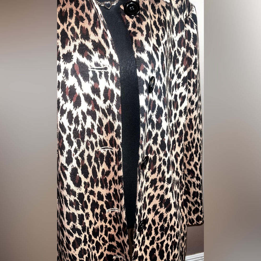 Spiegel Leopard Print Long Coat in Tan and Black - Picture 3 of 10